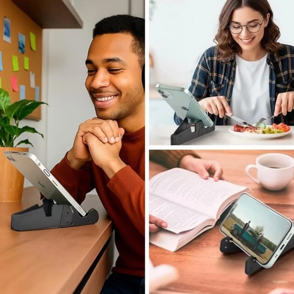 💞 New Pack of 4 Universal Folding Phone Stands in Black, White, Red & Orange
